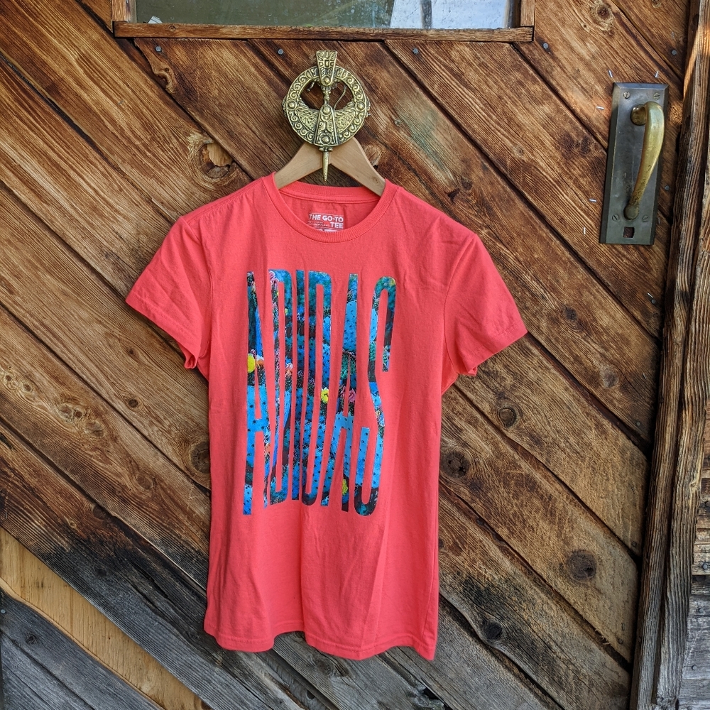 Adidas T-shirt Short Sleeve Bright Coral Pink Medium